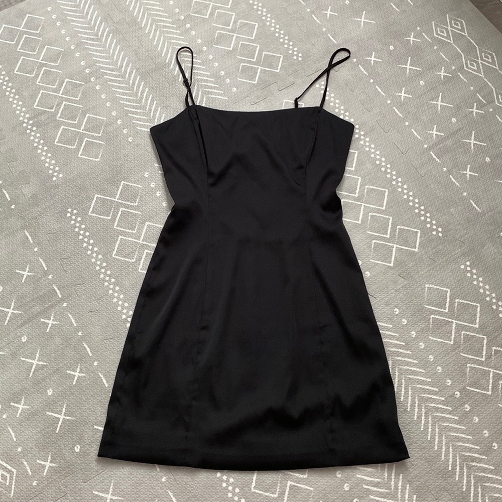 Sunday Best Black Satin Slip Mini Dress - Picture 3 of 5